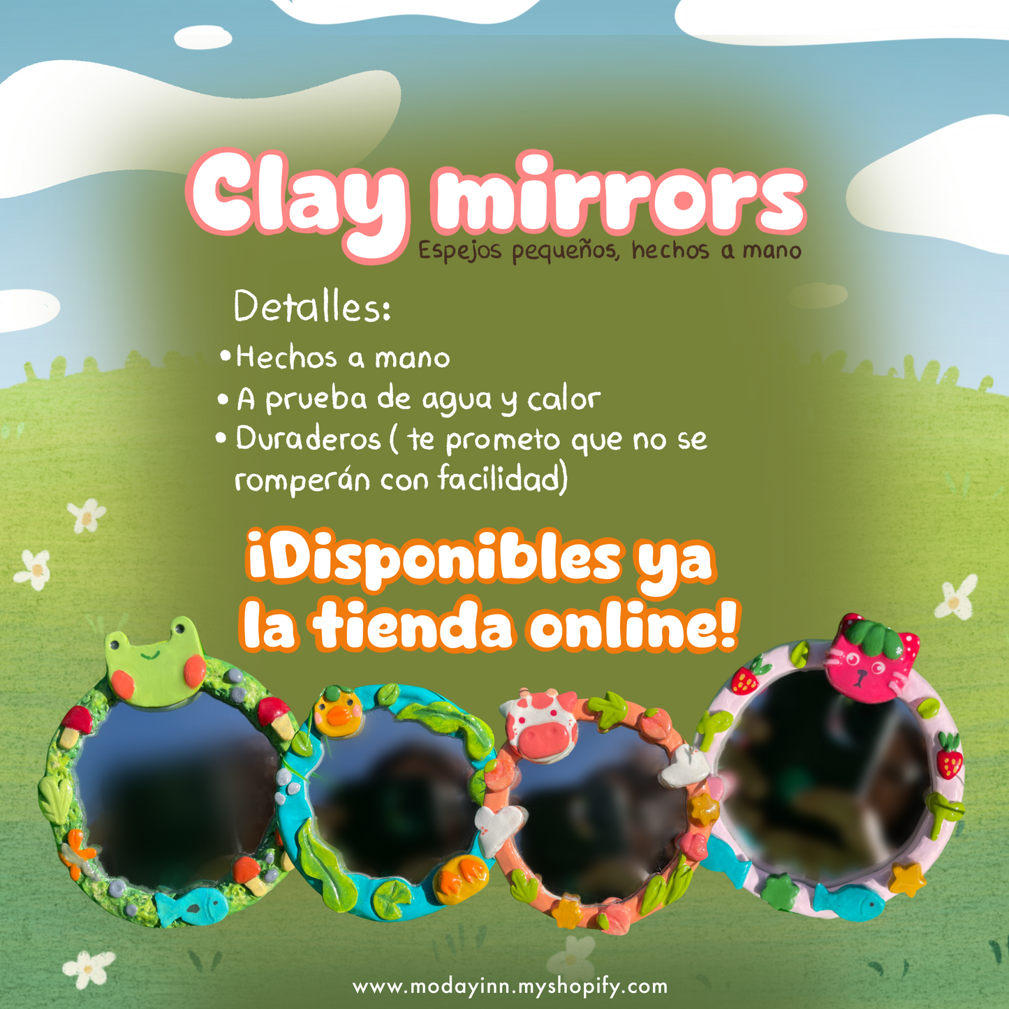 Clay Mirror "Duck waterfall"