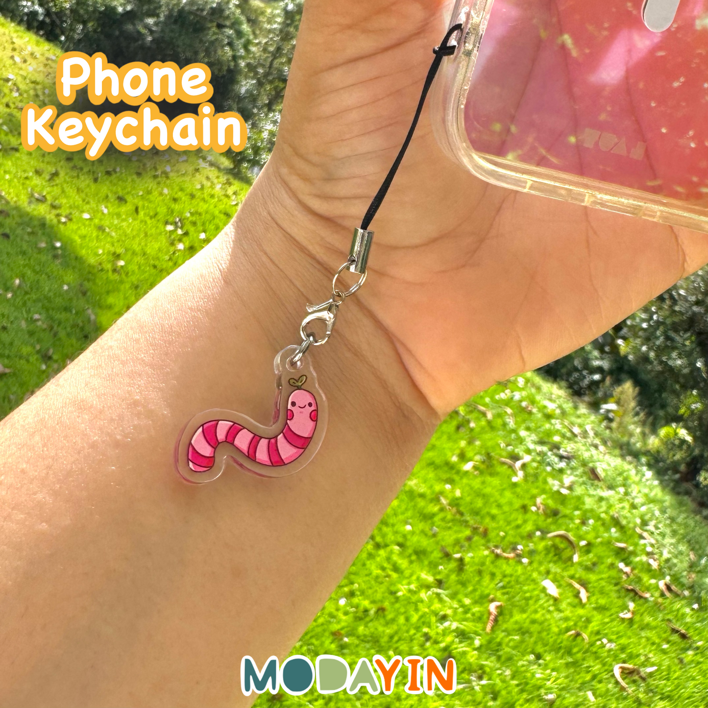 Phone charm " Cute Pink Worm "