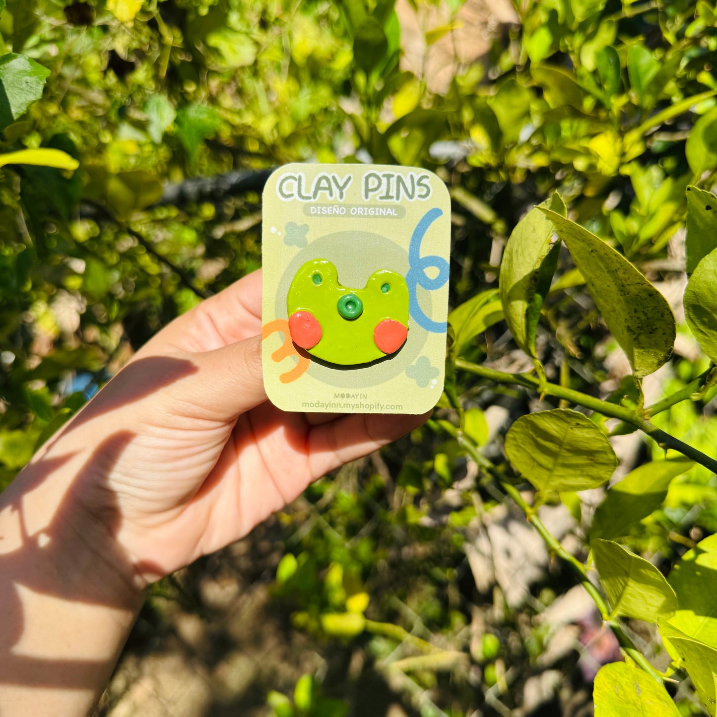Clay pin "Silly frog"