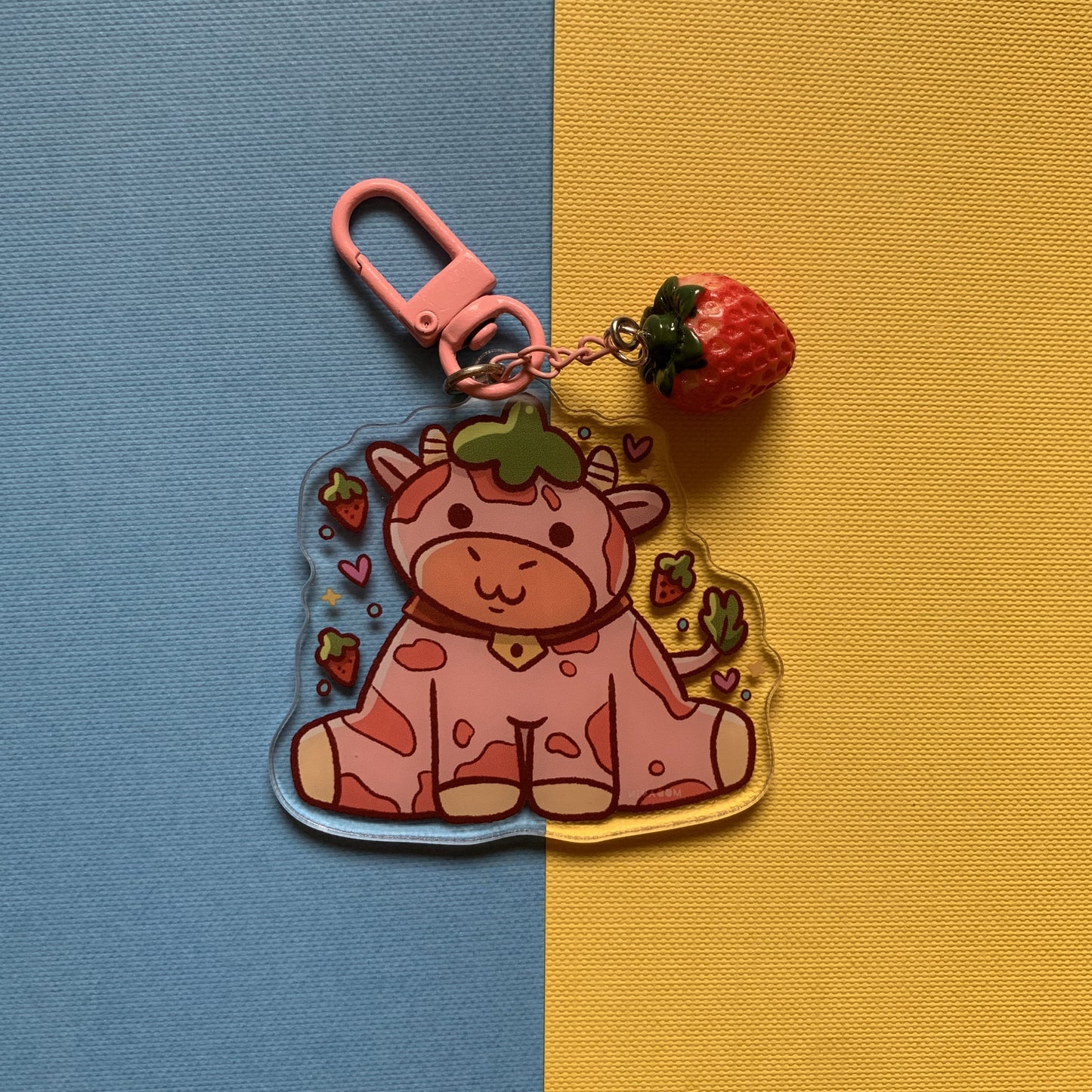 Keychain " Strawberry cute cow"