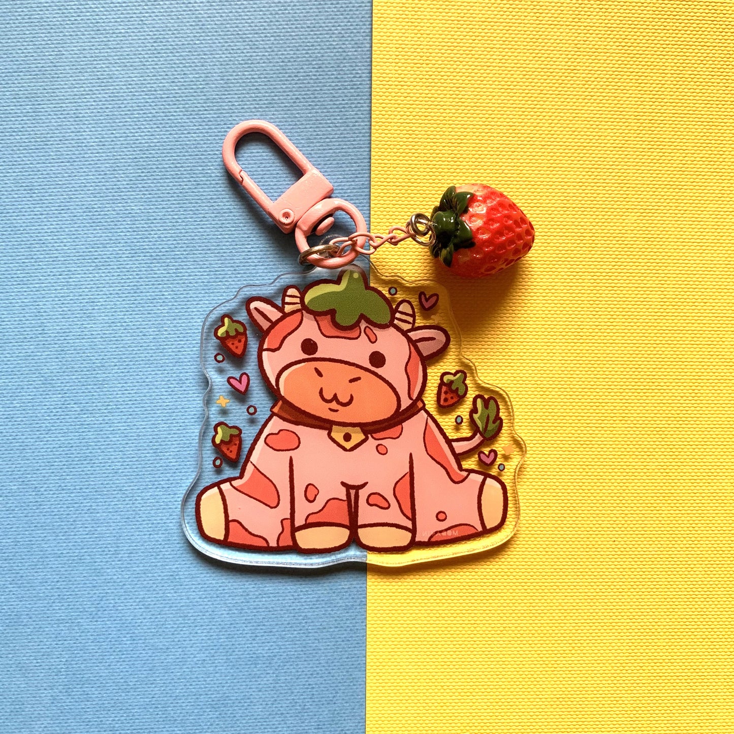 Keychain " Strawberry cute cow"