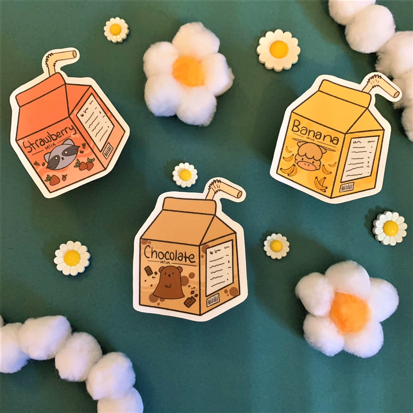 Sticker set of 3 "Cute Milk box"