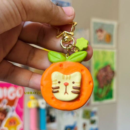 Keychain de Arcilla | Naranja Gatito