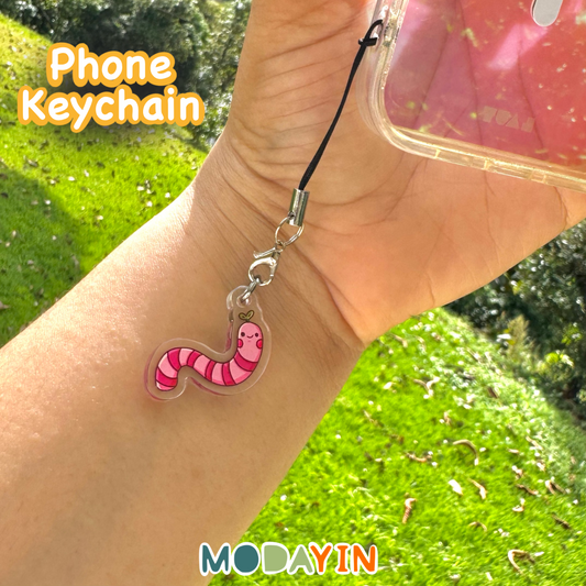 Phone charm " Cute Pink Worm "