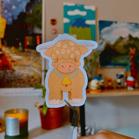 Sticker fluffy cow