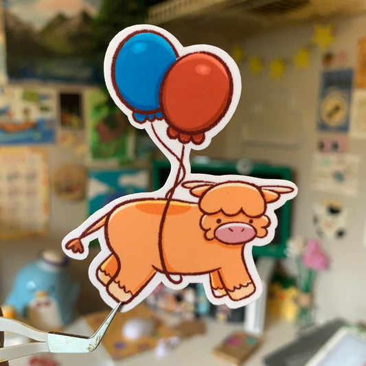 Sticker "Cute floating cow"