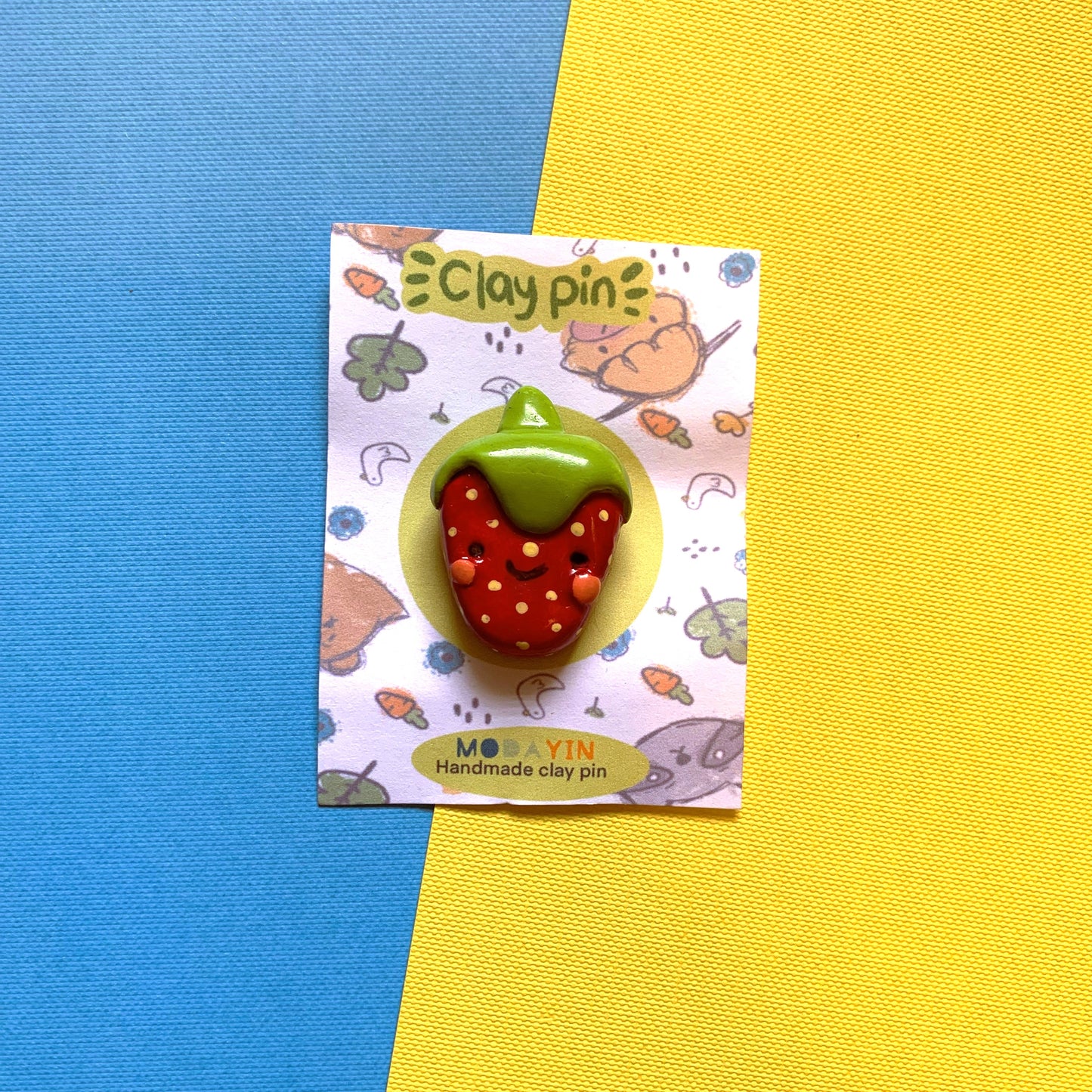 Clay Pin "cute strawberry"
