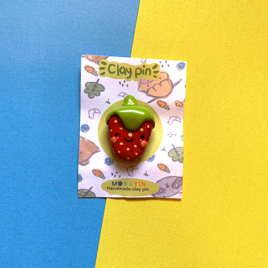 Clay Pin "cute strawberry"