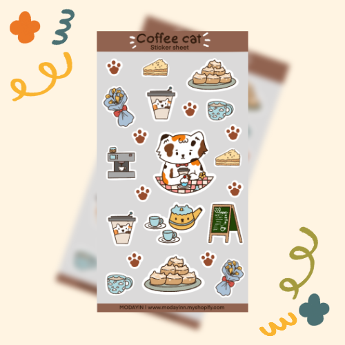 Sticker Sheet "Coffee Cat"