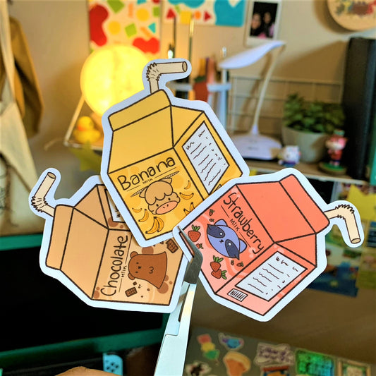 Sticker set of 3 "Cute Milk box"